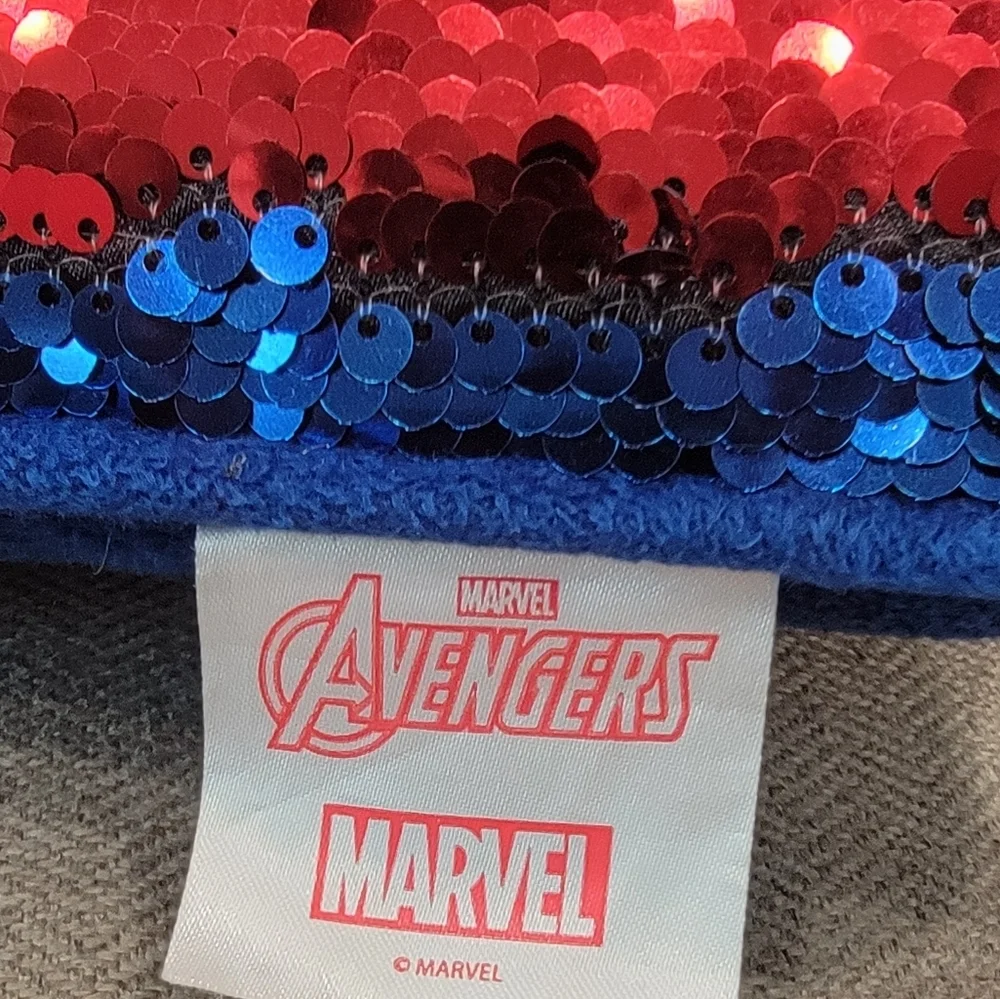 Marvel Sequin Flip Pillow Avengers Iron Man Captain America Blue/Silver/Red/Gold
